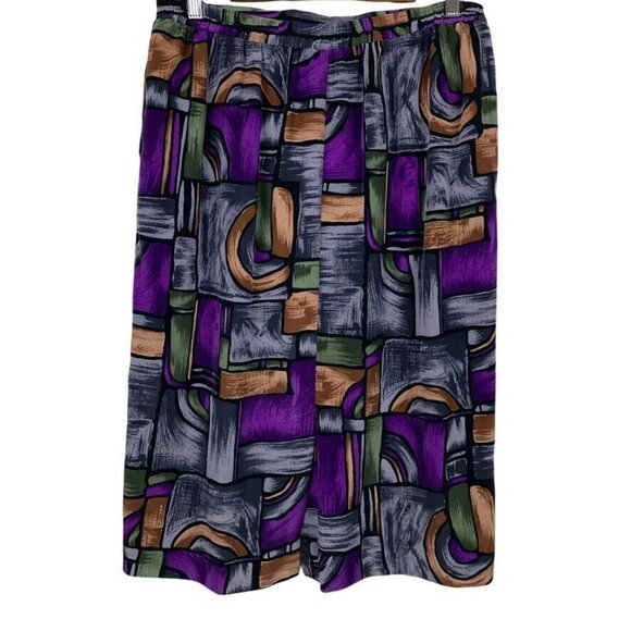 Vintage Skirt Size 16 Robbie Sport Pleated Back Slit Stretch Waist 90s Style - Picture 2 of 6